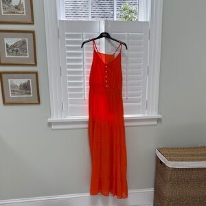 Orange Spaghetti Strap Maxi Dress - Lightweight Summer Dress